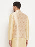 Men's Rose Gold Jacquard Nehru Jacket